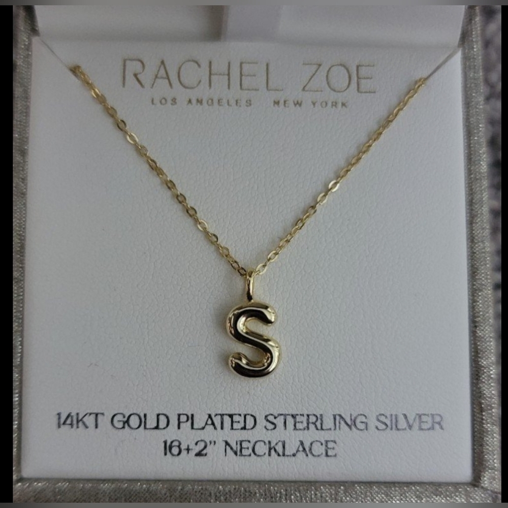 Rachel Zoe Letter "S" Necklace, 14K Gold Plated Sterling Silver